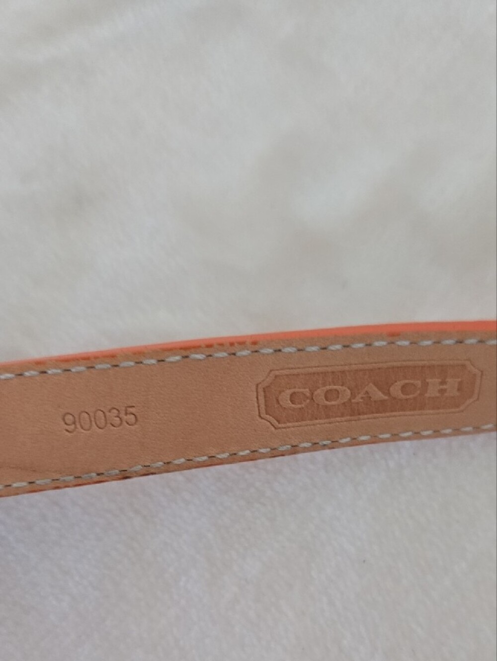 Coach Orange Leather Stud Belt with Gold Metal Hang Tag - Picture 6 of 7